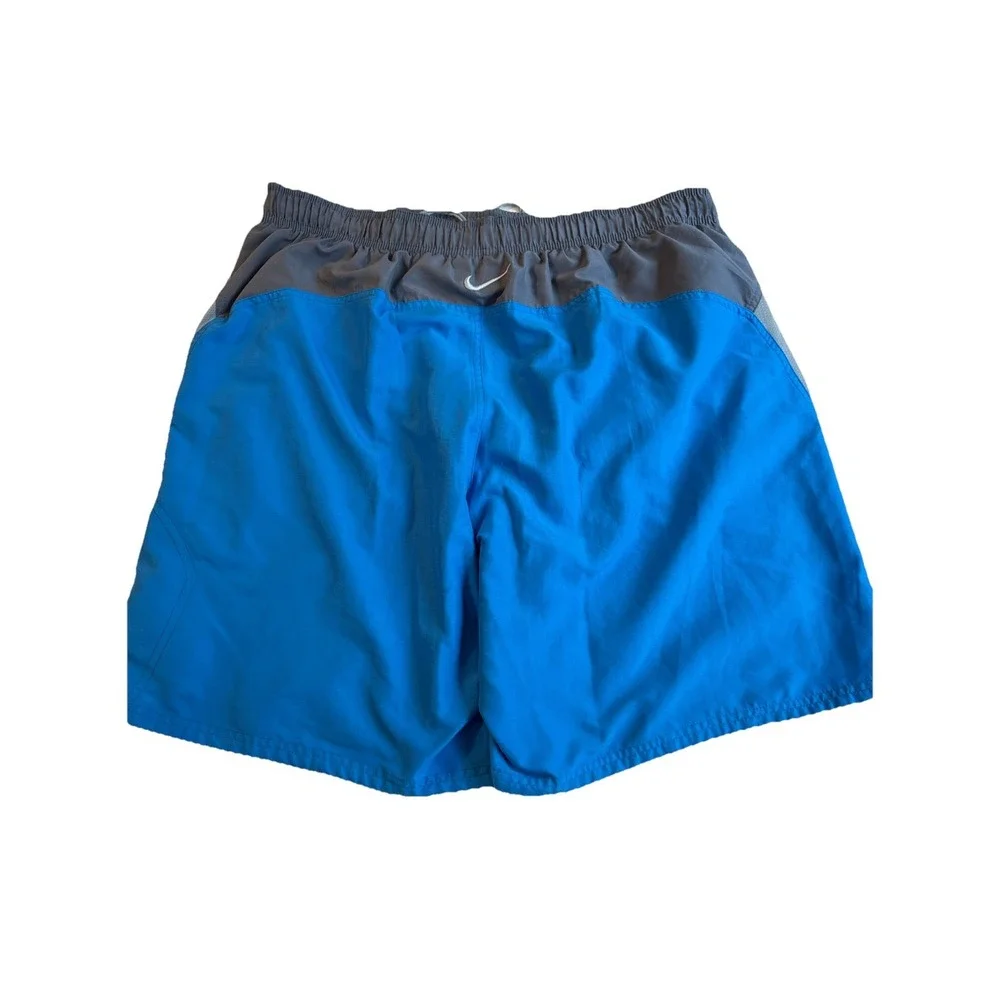 NIKE Board Short Blue/grey Mesh Stripe Lined‎ Secret Pocket 9 Inch Mens XL